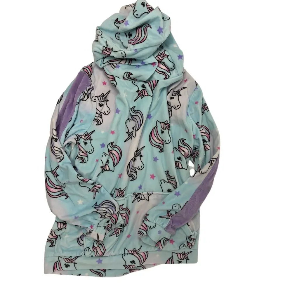 Saint Eve Kids Blue Unicorn Matching Sweats / Pajama Outfit Hoodie Size 7/8